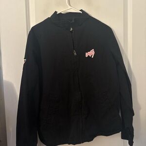 Vans Black Bomber Jacket with Pink Logo